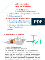 Cours Optique Physique Chapitre 2 Suite Michelson Et Fabry Perot PR BELLIOUA