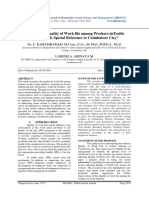 A Study On Quality of Work Life Among Workers Intextile Industry With Special Reference To Coimbatore City