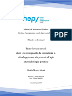 Bien-Être Au Travail Chez Les Enseignants Du Secondaire 2, Développement Du Pouvoir D'agir Et Psychologie Positive