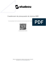 Cuestionario de Presupuesto de Nomina Abr