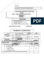 Marking 8 P1 Guidelines - EMS Grade 8 Mid-Year Exam 2023