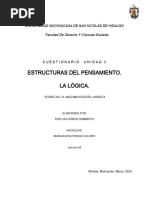 CUESTIONARIO UNIDAD II. Estructuras Del Pensamiento. La Lógica