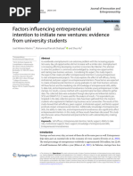 Factors Influencing Entrepreneurial Intention To Initiate New Ventures: Evidence From University Students