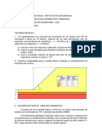 Exercícios de Estabilidade de Taludes