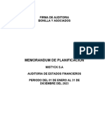 Mistyck S.A Memorandum de Planeacion