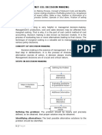 Unit III Decision Making