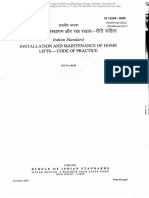 Indian Standard: Installation and Maintenance of Home Lifts - Code of Practice !. .. ... .. Ics