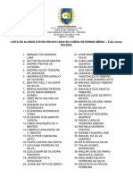 Lista de Alunos Ativos em 26/01/2023 No Curso de Ensino Médio - EJA, Turma 003/2022