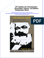 Ebook The Logic of Capital An Introduction To Marxist Economic Theory 1St Edition Deepankar Basu Online PDF All Chapter