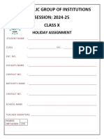 Class 10TH Holiday Assignment 2024-25