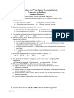 Tutorial Questions For 4th Year Applied Chemistry Students