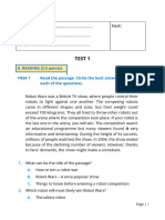 Test 1: II. READING (2.5 Points) Task 1 Read The Passage. Circle The Best Answer A, B, or C To Each of The Questions