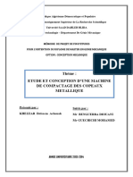 Thème: Etude Et Conception D'Une Machine de Compactage Des Copeaux Metallique