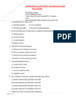 Work Sheet Questions For Accounting & Finance For Managers