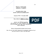 160.102 Linear Mathematics - Massey - Exam - Semester TWO - November 2006