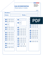 Hoja de Respuestas Matematica Diagnostico 2024 I Medio