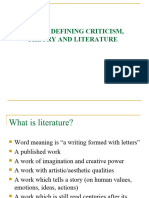 Defining Criticism, Theory and Literature