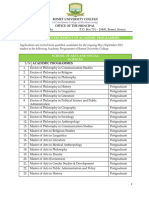 Buc Academic Programmes Feb Advert 2021