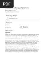 Poste Assistant Technique Agronome