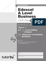 Edexcel A Level Business Unit Assessment Theme 3.3 3.4 Sample