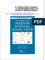 (Download PDF) Handbook of Radar Signal Analysis Advances in Applied Mathematics 1St Edition Bassem R Mahafza Editor Ebook Online Full Chapter