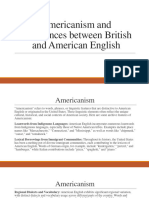 Americanism and Differences Between British and American English