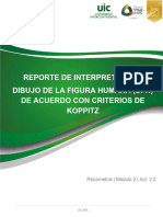 Reporte de Interpretación: Dibujo de La Figura Humana (DFH) de Acuerdo Con Criterios de Koppitz