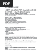 Ncert Solution For Class 8 Science Chapter - 3 Synthetic Fibres