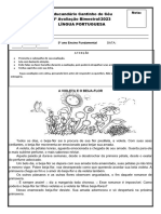 Avaliação Bimestral de Língua Portuguesa Rozane 3º B 2023