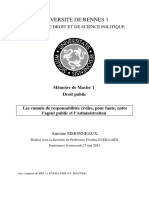 Les Cumuls de Responsabilités Civiles Pour Faute Entre Lagent Public Et Ladministration