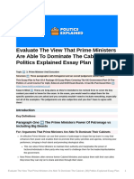 Evaluate The View That Prime Ministers Are Able To Dominate The Cabinet. (30) Politics Explained Essay Plan