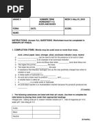 Grade 9 Worksheet Acids