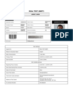 Real Test (Neet) : Admit Card