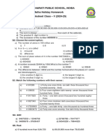 Maths Holiday Homework 2024-25