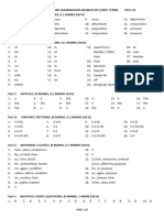 Grammar Examination Answer Key (First Term)