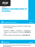 Addition and Subtraction of Functions: Lesson 2.1