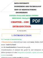 Chapter - One: Raya University College of Engineering and Technology Department of Manufacturing Engineering