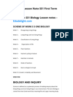 Biology Lesson Note SS1 First Term