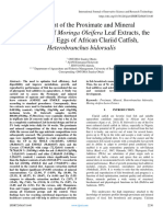 Assessment of The Proximate and Mineral Compositions of Moringa Oleifera Leaf Extracts, The Carcass and Eggs of African Clariid Catfish