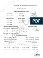 MHF4U Sample Formula Sheet