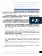 La Planificación Institucional. Los Proyectos Que Se Entretejen en La Escuela Considerando La Centralidad Del Estudiante