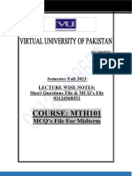 MTH101 (Lecture Wise MCQ's File) Lecture # 1 - 22 ... 03126968553.docx Updated