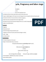 Reproductive Cycle, Pregnancy and Labor Stage