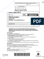 0s5 9MA0-01 Pure 1 - Mock Set 5 Question Paper PDF