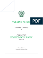 Talking Points For Launching Ceremony of Pakistan Economic Survey 2023-24