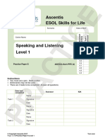 L1 ESOL Speaking & Listening Candidate Paper PPE