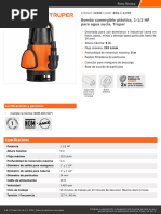 Bomba Sumergible Plástica, 1-1/2 HP para Agua Sucia, Truper: CÓDIGO: 12604 CLAVE: BOS-1-1/2SP