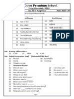 Doon Premium School: STD: Nursery First Term Assignment Year: 2023 - 24