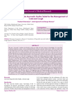 Formulation of Dispersible Ayurvedic Kadha Tablet For The Management of Cold and Cough