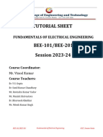 Tutorial Sheet - BEE101 - 201 - CO3